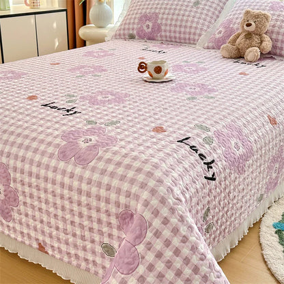 Bed cover,Thicken Bed Cover Floral Style Bedspread Home Bed Linen Double Bedspreads Adults Kids Room Bedsheet cubrecama (No Pillowcase)