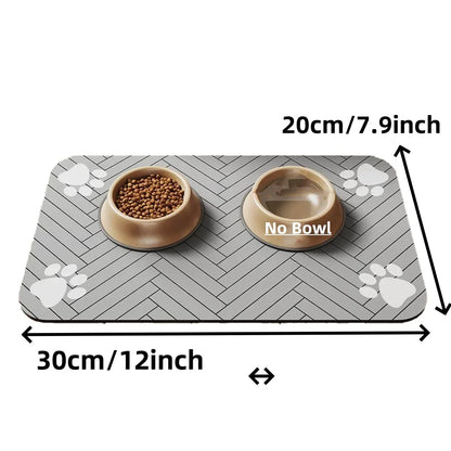 Absorbent Pet Feeding Mat, Waterproof Placemat for Dog & Cat Food & Water Bowls, Quick-Dry Rubber Backing, Non-Slip Pet Mat