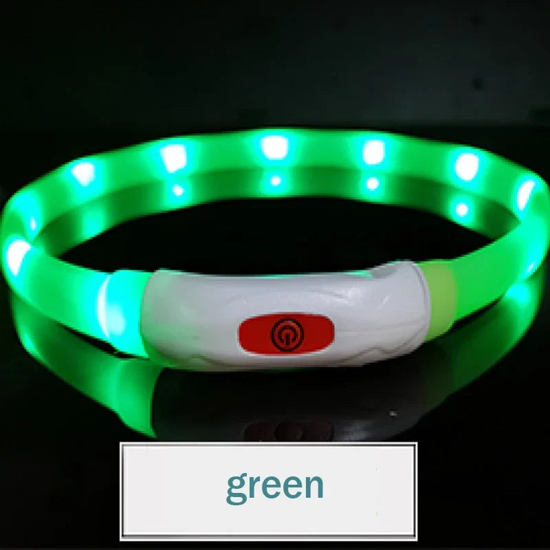 Silicone Led Dog Collar Usb Rechargeable Luminous Dog Collar Anti-Lost/Car Accident Safety Pet Light Collar for Dog Accessories