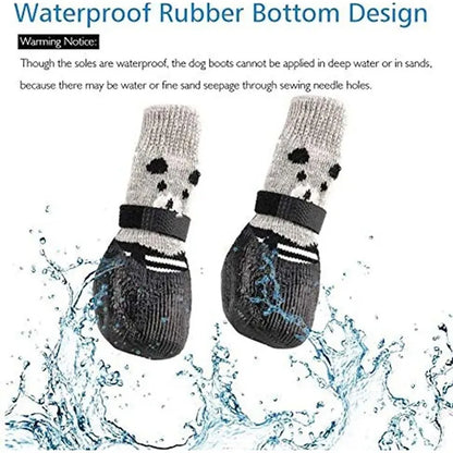 Waterproof Pet Dog Boots Shoes Creative Velcro Dogs Knitting Warm Socks Outdoor Dog Walking Anti-slip Rain Snow Boots