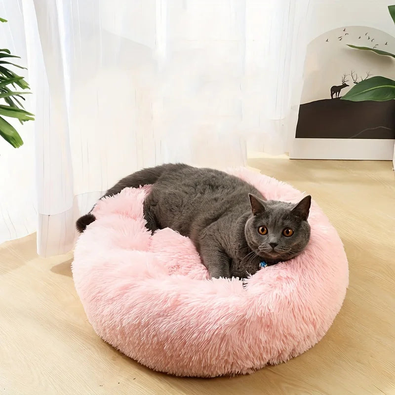 Cat Nest Round Soft Shaggy Mat for Kittens Chihuahua Indoor Dog Cat Bed Pet Supplies Removable Machine Washable Pillow Bed