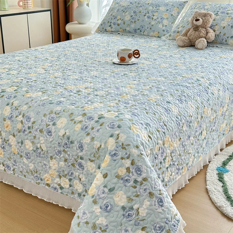 Bed cover,Thicken Bed Cover Floral Style Bedspread Home Bed Linen Double Bedspreads Adults Kids Room Bedsheet cubrecama (No Pillowcase)