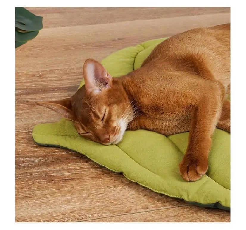 Cat Bed Mats Soft Cotton Leaf Shaped Kitten Cat Puppy Dog Bed Mat Sleep Blanket Home Pets Double Sided Pad Floor Rugs Washable