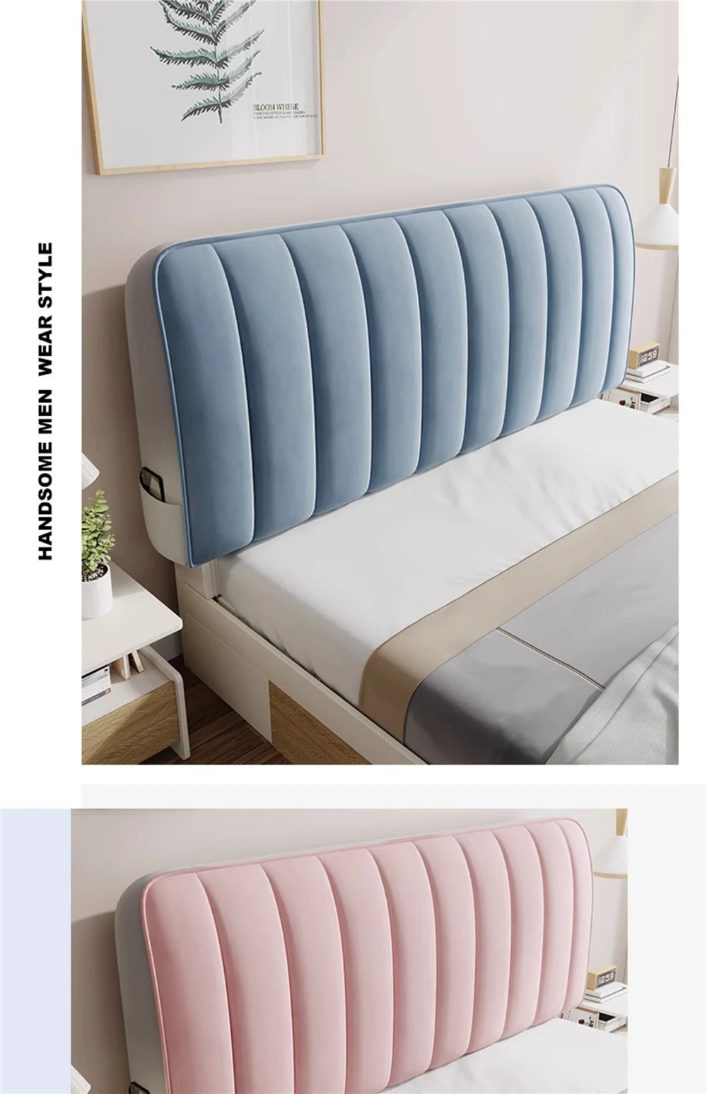 New Arrival High Grade Quilting Soft Plush Headboard Cover Solid Color Gray All-inclusive Soft Velvet Quilted Bed Head Cover