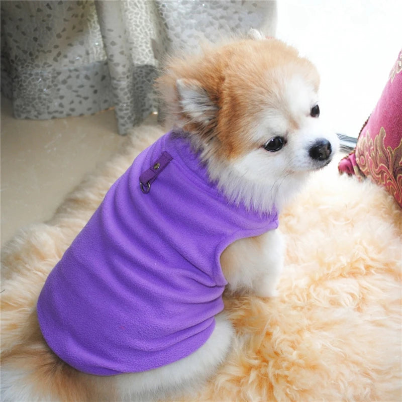 Pet Thickened Warm Clothes Autumn Winter Vest Coat Small Medium Dogs Breathable Soft Costume with Traction Ring