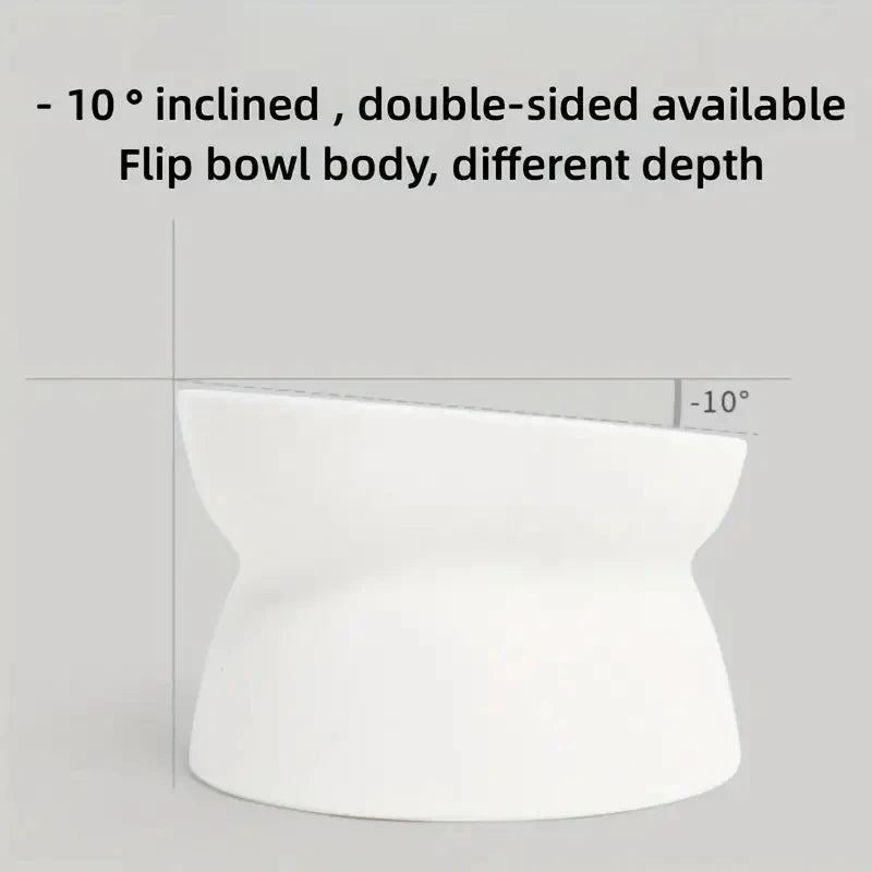 Classic Neck Protection And Anti Rollover Cat Pet Tableware With Large Opening And High Foot Plastic Cat Bowl