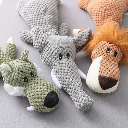 Large Dog Toy Bite-Resistant Sound Plush Toy Lion Wolf Elephant Cartoon Pet Toy Squeaky Dog Toy For Small & Medium Dogs