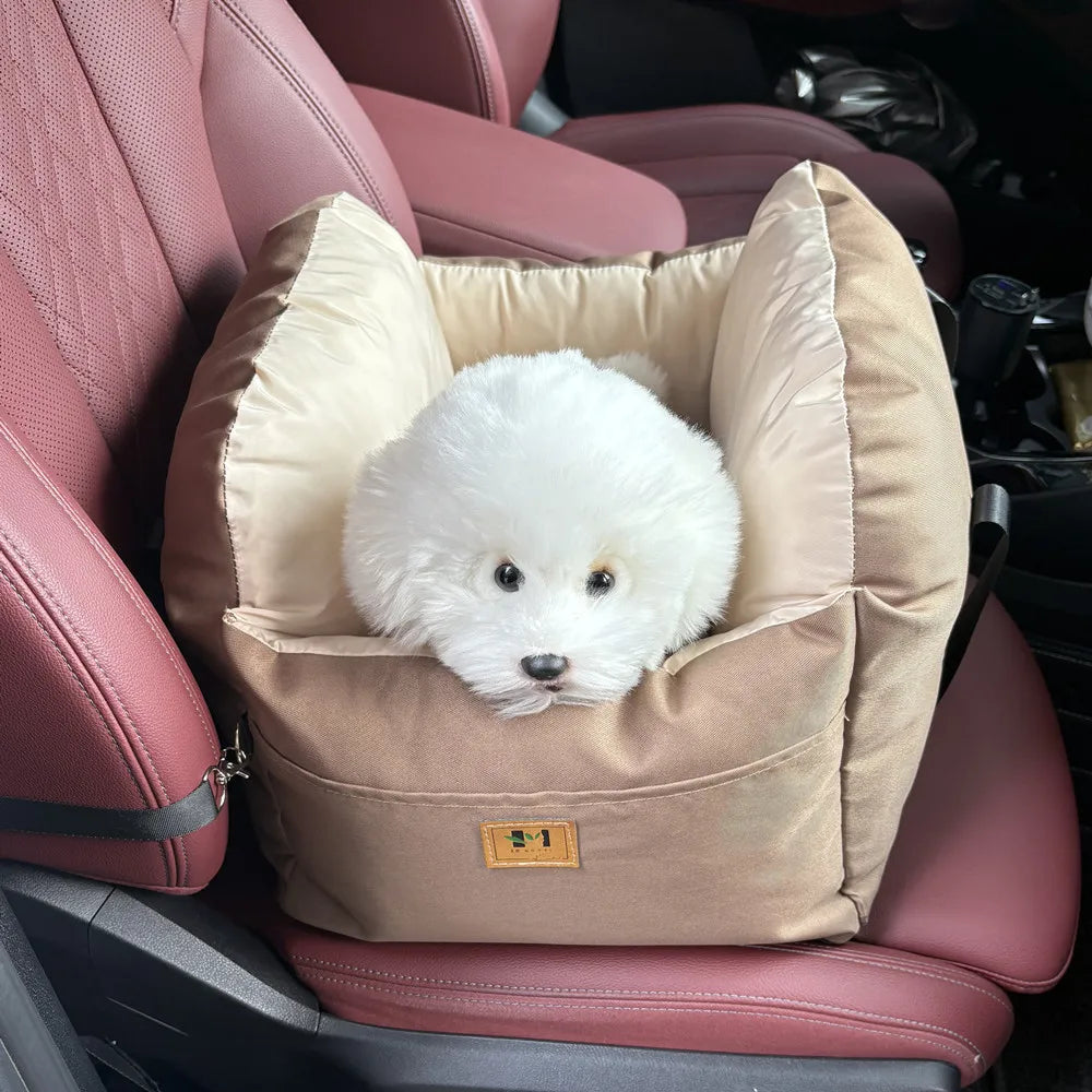 Dog Car SUV Seat Puppy Bed with Adjustable Fixed Strap Non-Slip Bottom Dog Seat for Dog Cat Traveling Carry Supplies Washable