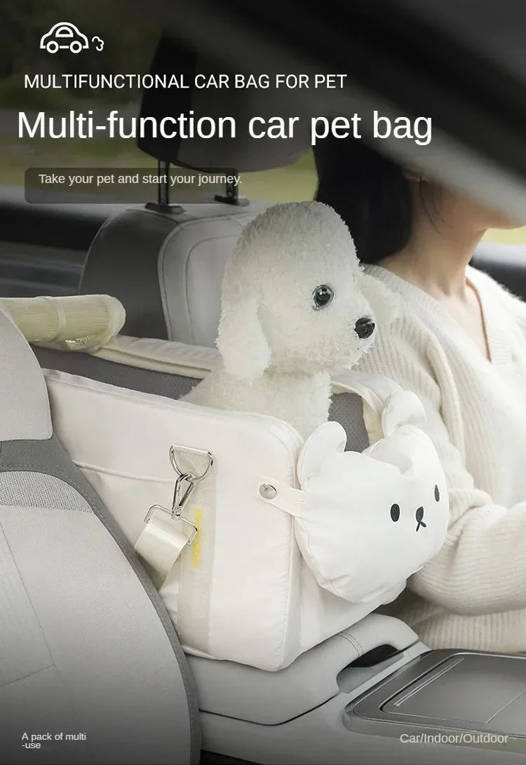 Pet Dog Car Seat Cat Carrier  Booster Seat on  Armrest Travel Bags for Cats Dogs with Easy Carrying Strap Travel Car Carrier