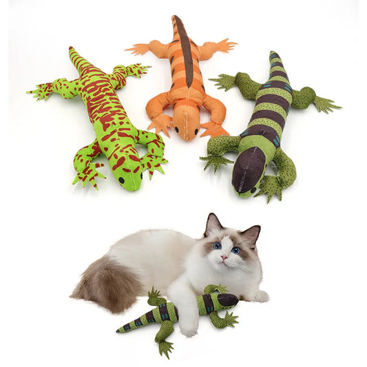 New Simulation Lizard Cat Toy with Ringing Paper Catnip Plush Toy Interactive Bite Pet Cat Toy