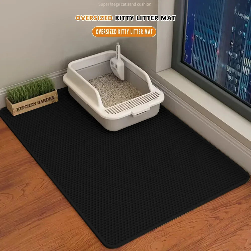 Cat Litter Mat Non Slip Big Pet Litter Box Filter Mat Double Layer Wear Resistant Waterproof Cat Litter Mat Pet Clean Supplies