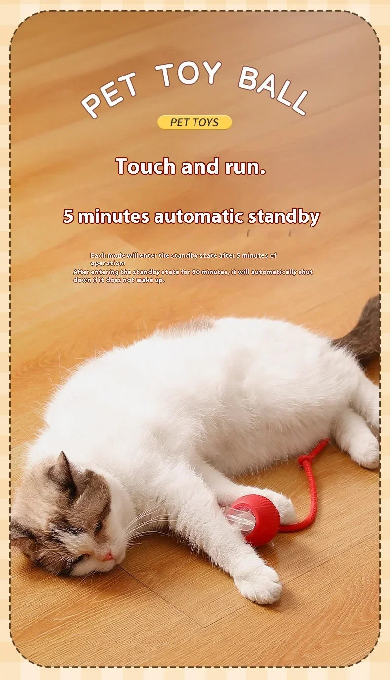 Cat Interactive Ball Toy Automatic Rolling Ball with Tail Rechargeable Smart Pet Interactive Toy Intelligent Mouse for Cat