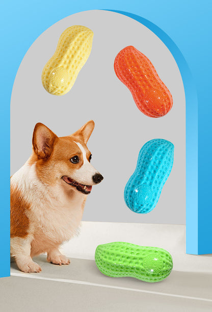 Dog Chewing Toy Simulation Peanut Squeaking Plaything Grinding Teeth Cleaning Anti Bite Rubber Cat Pet Toy Interactive Chew