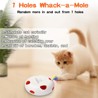 INKZOO Cat Toys, Interactive Cat Toys for Indoor Cats,  Smart Interactive Kitten Toy, Automatic 7 Holes Mice Whack-A-Mole