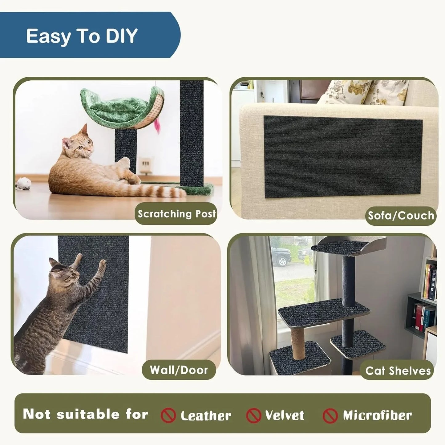 Self-Adhesive Carpet Cats Scratch Board Wall Anti Cat Scratch Sofa Diy Cats Scratch Board Sofa Protection Paws Sharpen Trimmable