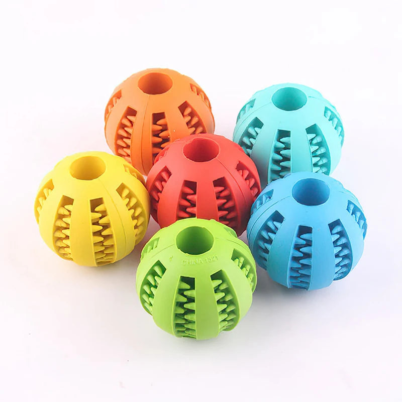 Dog Leaky Food Ball Tooth Cleaning Puppy Chew Toys Natural Rubber Elasticity Ball Relieve Boredom Dog Toy 5CM/7CM