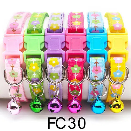 12 Pcs Wholesale Collars for Cat Collar With Bell Adjustable Necklace Cat Puppy Kitten Collar Dropshipping Pet Cats Collar Perro