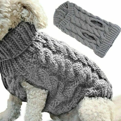 New Pet Small Pet Dog Clothes Sweater Fashion Autumn Winter Solid Fried Dough Twists Knitting Warm Comfort Clothing