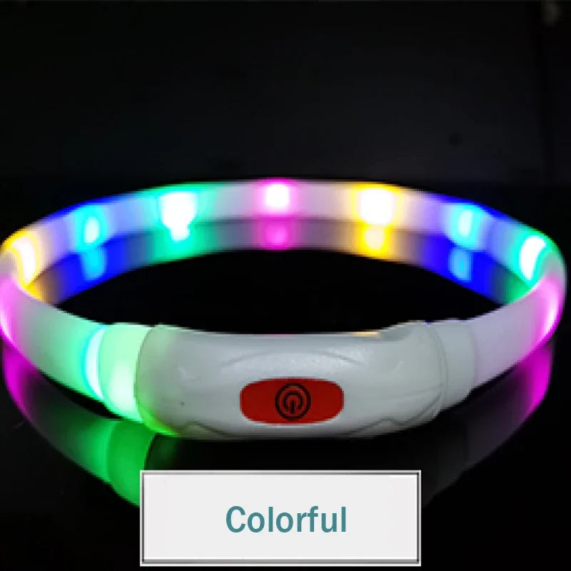 Silicone Led Dog Collar Usb Rechargeable Luminous Dog Collar Anti-Lost/Car Accident Safety Pet Light Collar for Dog Accessories