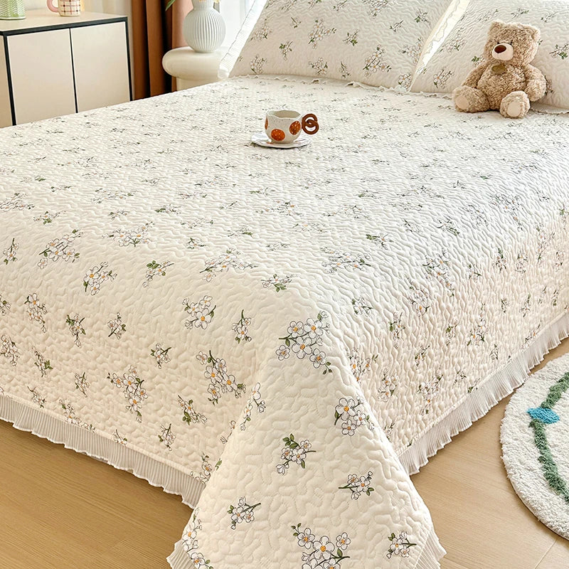 Bed cover,Thicken Bed Cover Floral Style Bedspread Home Bed Linen Double Bedspreads Adults Kids Room Bedsheet cubrecama (No Pillowcase)