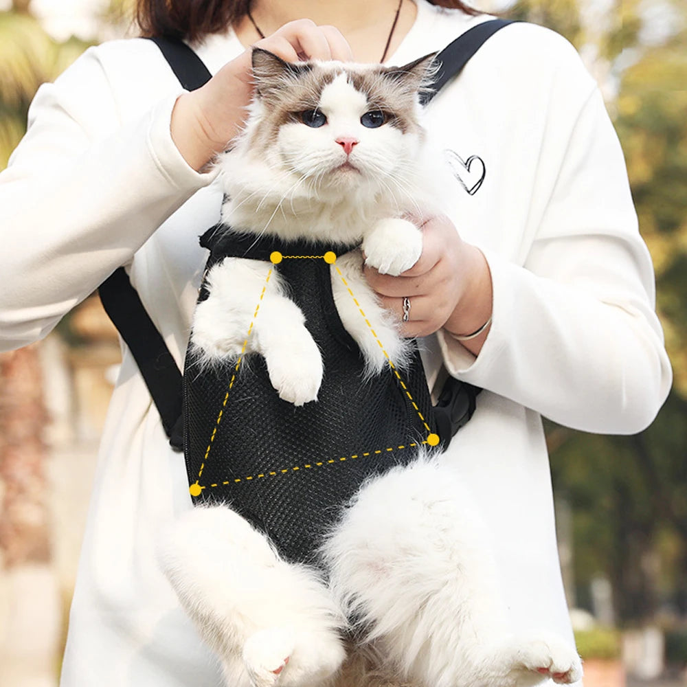 Adjustable Cat Carrier Bag Pet Double Shoulder Backpack Portable Bag Outdoor Travel Camping Hiking Cat Bag Dog Bag