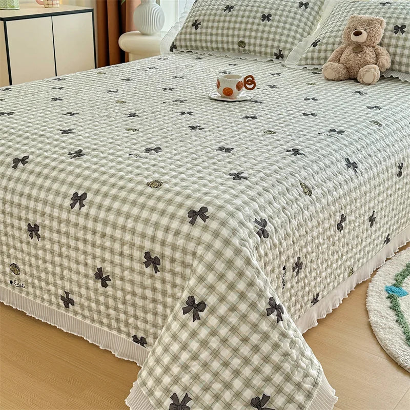 Bed cover,Thicken Bed Cover Floral Style Bedspread Home Bed Linen Double Bedspreads Adults Kids Room Bedsheet cubrecama (No Pillowcase)