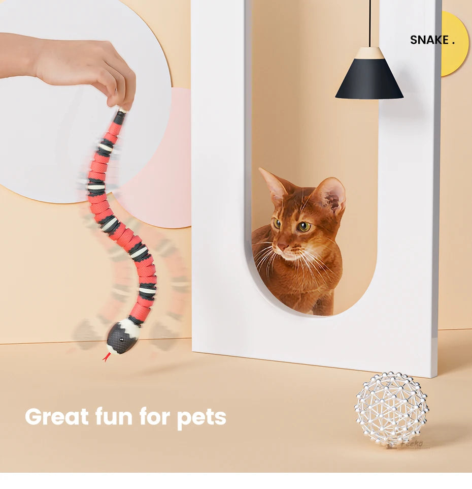 Smart Sensing Snake Cat Toys Electric Interactive Toys for Cats USB Charging Cat Accessories for Pet Dogs Game Play Toy