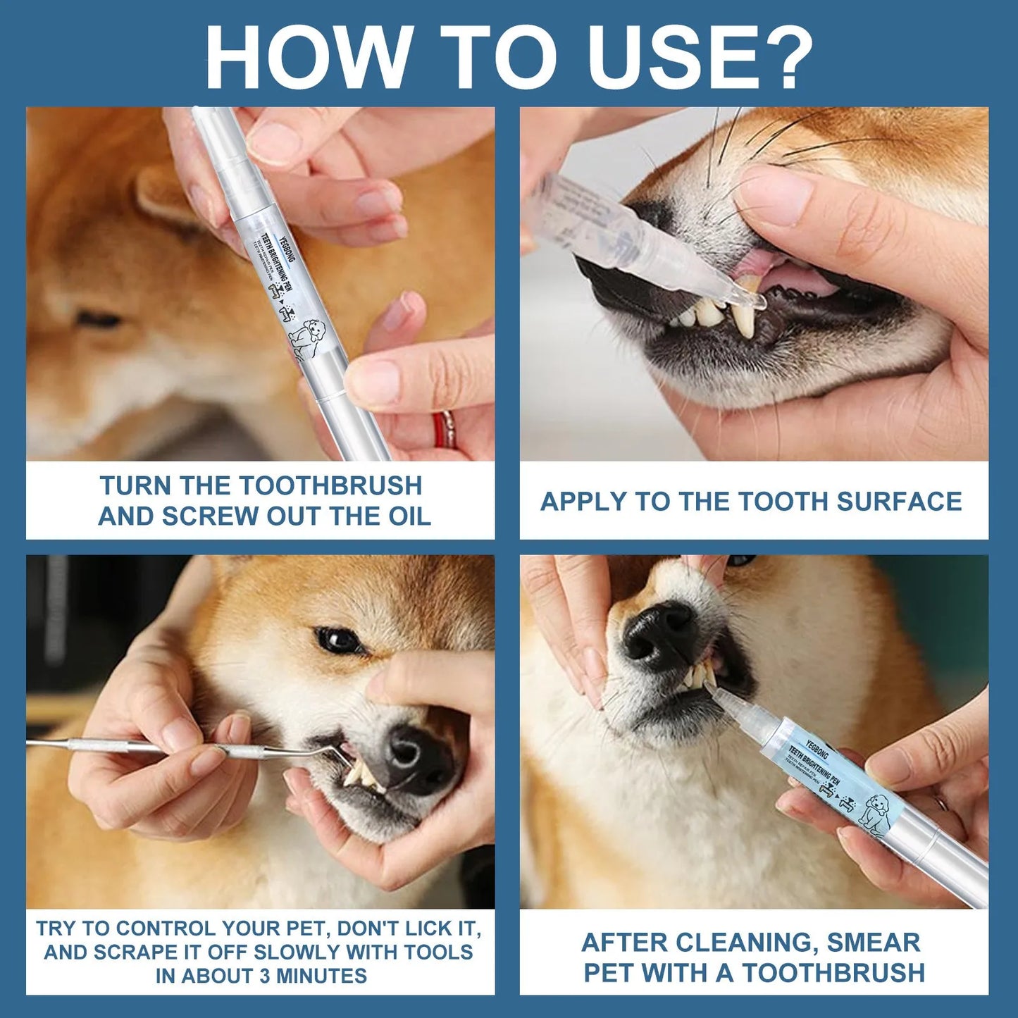 Pets Teeth Cleaning Tools Pet Beauty Toothbrush Clean Kit Tartar Remover Teeth Stones Scraper Dogs Tooth Stains Cleaning Pen