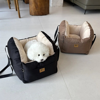 Dog Car SUV Seat Puppy Bed with Adjustable Fixed Strap Non-Slip Bottom Dog Seat for Dog Cat Traveling Carry Supplies Washable