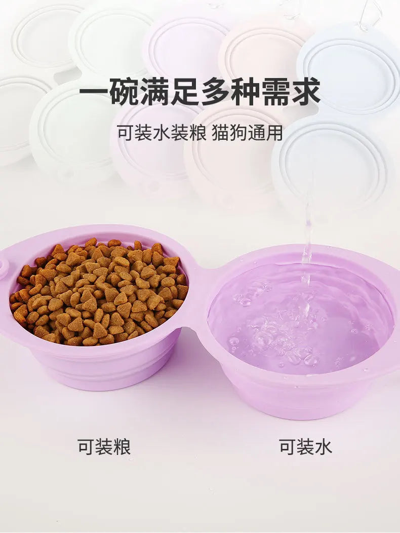 350/600ml Large Collapsible Dog Pet Folding Silicone Bowl Outdoor Travel Portable Puppy Food Container Feeder Dish Bowl