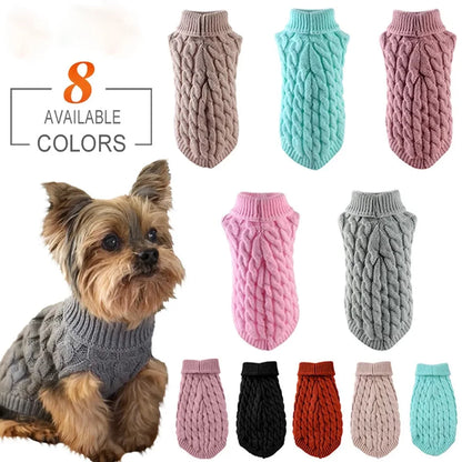 New Pet Small Pet Dog Clothes Sweater Fashion Autumn Winter Solid Fried Dough Twists Knitting Warm Comfort Clothing