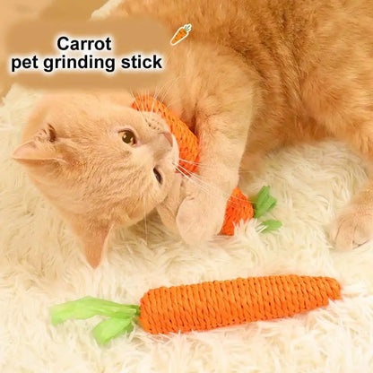 Cat toys self-entertainment carrot teething and cat teasing sticks, bite-resistant and scratch-resistant teething and clawing