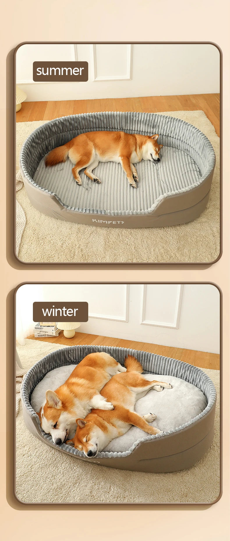 Kimpets Pet Dog Bed Removable Cat Mat Square Plush Kennel Washable Thickening Waterproof Big Medium Small Dog Sofa Bed Cushion