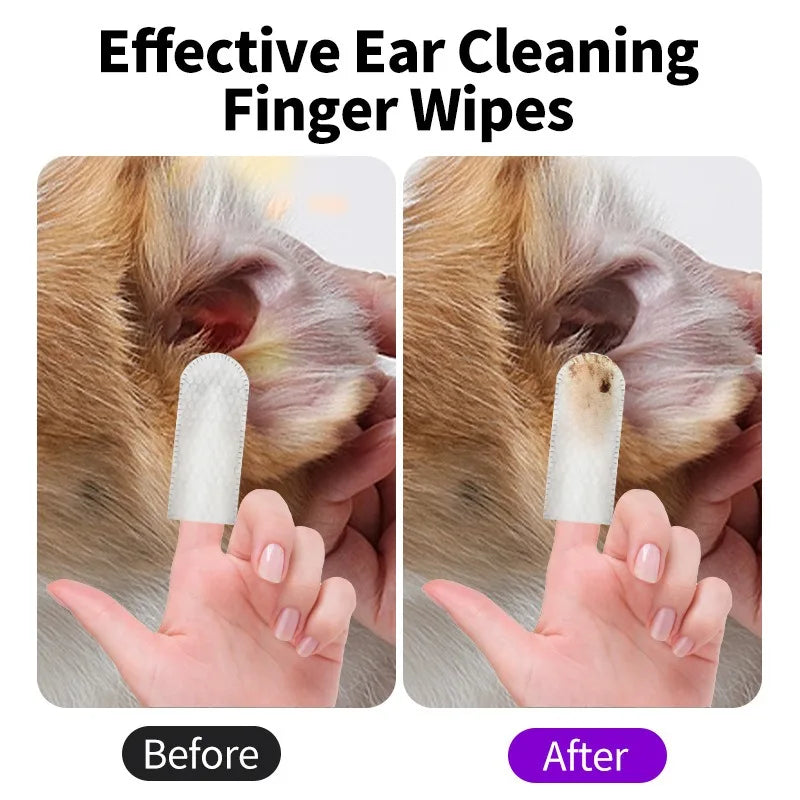 Pet cleaning products  Ear cleaning wipes  Ear care fingertips  Ear mite removal  Cat and dog ear cleaning pet products