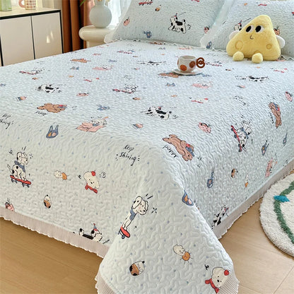 Bed cover,Thicken Bed Cover Floral Style Bedspread Home Bed Linen Double Bedspreads Adults Kids Room Bedsheet cubrecama (No Pillowcase)