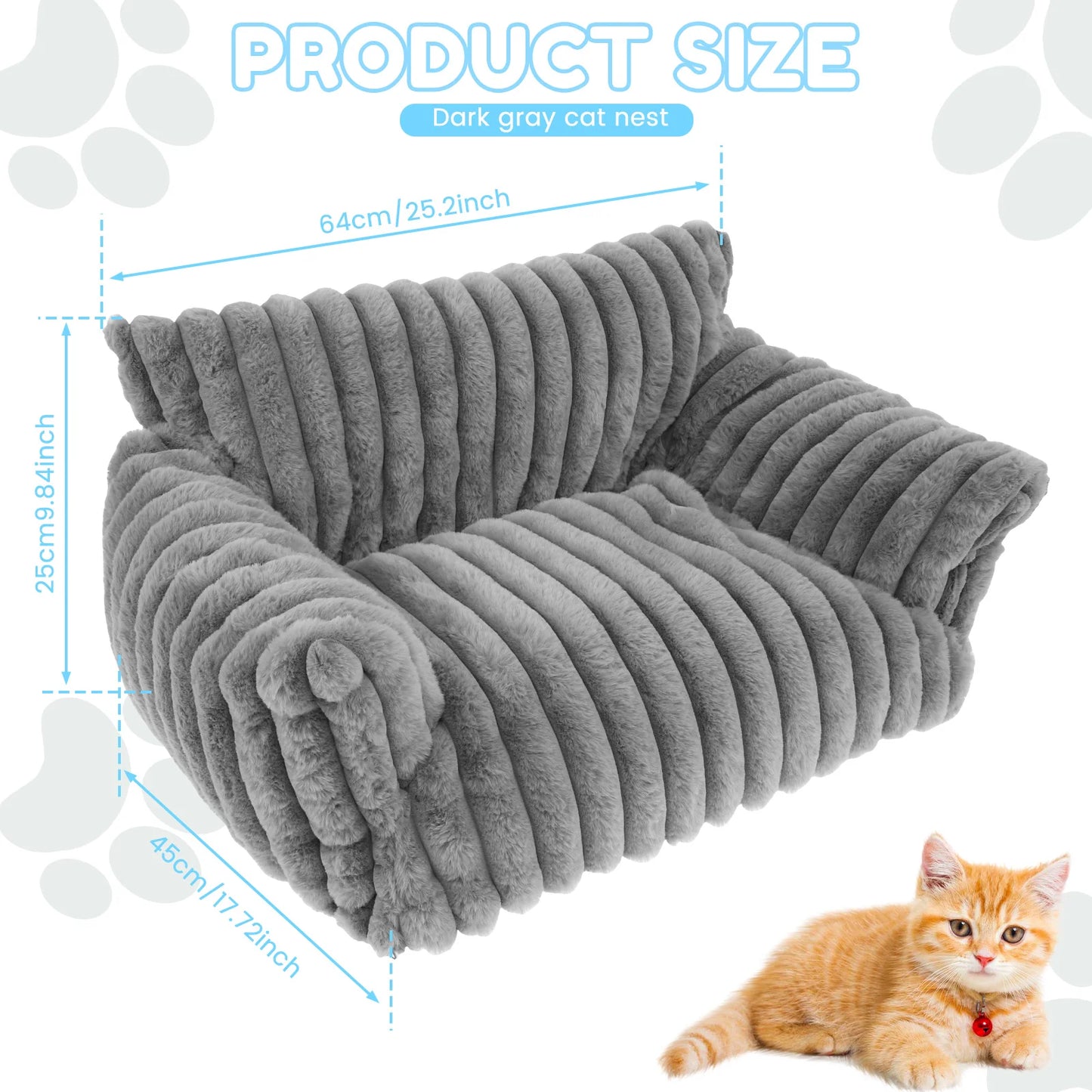 Cat Bed Sofa Soft Pet Dog Nest Winter Warm Sleep Luxury Furniture Removable Washable for Small Medium Dogs Cats