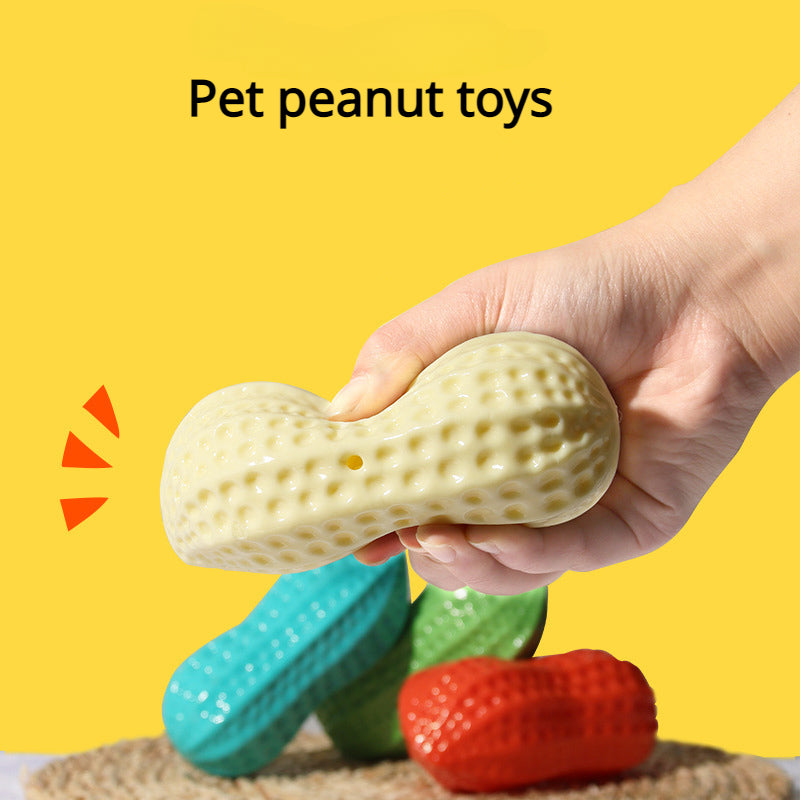 Dog Chewing Toy Simulation Peanut Squeaking Plaything Grinding Teeth Cleaning Anti Bite Rubber Cat Pet Toy Interactive Chew