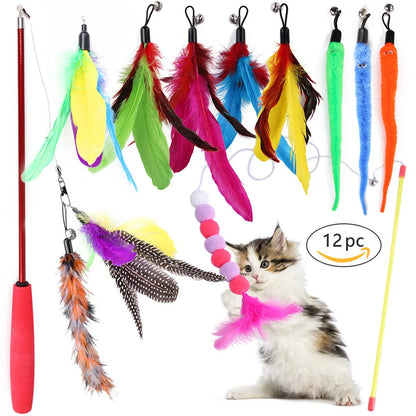 Lodra për kotele DualPet Set i kombinimit të lodrave të maceve të ndryshme Set lodër për mace Funny Cat Stick Sisal Mouse Bell Ball Cat Furnizime Set 20 copë