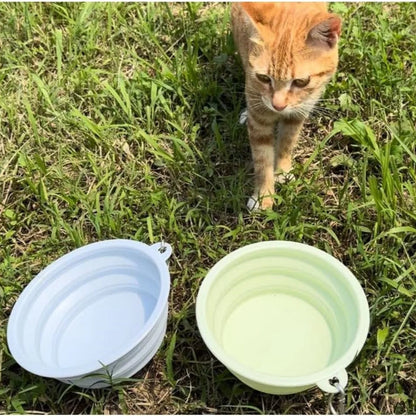 Pet Folding Silicone Bowl Outdoor Travel Portable Food Water Container Dogs Feed Supplies Bowl with Cat with Carabiner