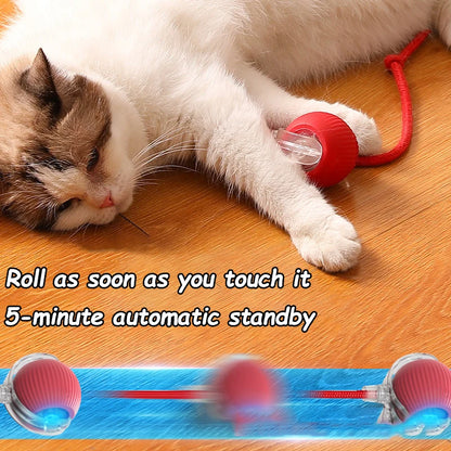 Cat Interactive Ball Toys 3 Mode Automatic Rolling Ball Faux Tail Rechargeable Smart Pet Electric Toy Cat Training Imitate Mouse