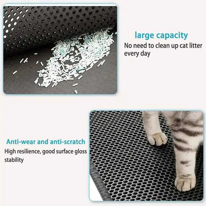 Cat Litter Mat Double Layer Cat Litter Box Waterproof Mat Non-slip Sand Cat Foldable Pad Washable Mat Pet Clean Supplies