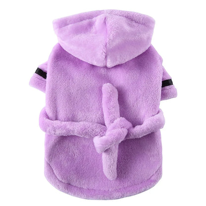 Pet Dog Bathrobe with Hood Dog Pajamas Sleeping Clothes Soft Pet Bath Drying Towel Clothes For Puppy Dogs Cats Coat Pet Supplies