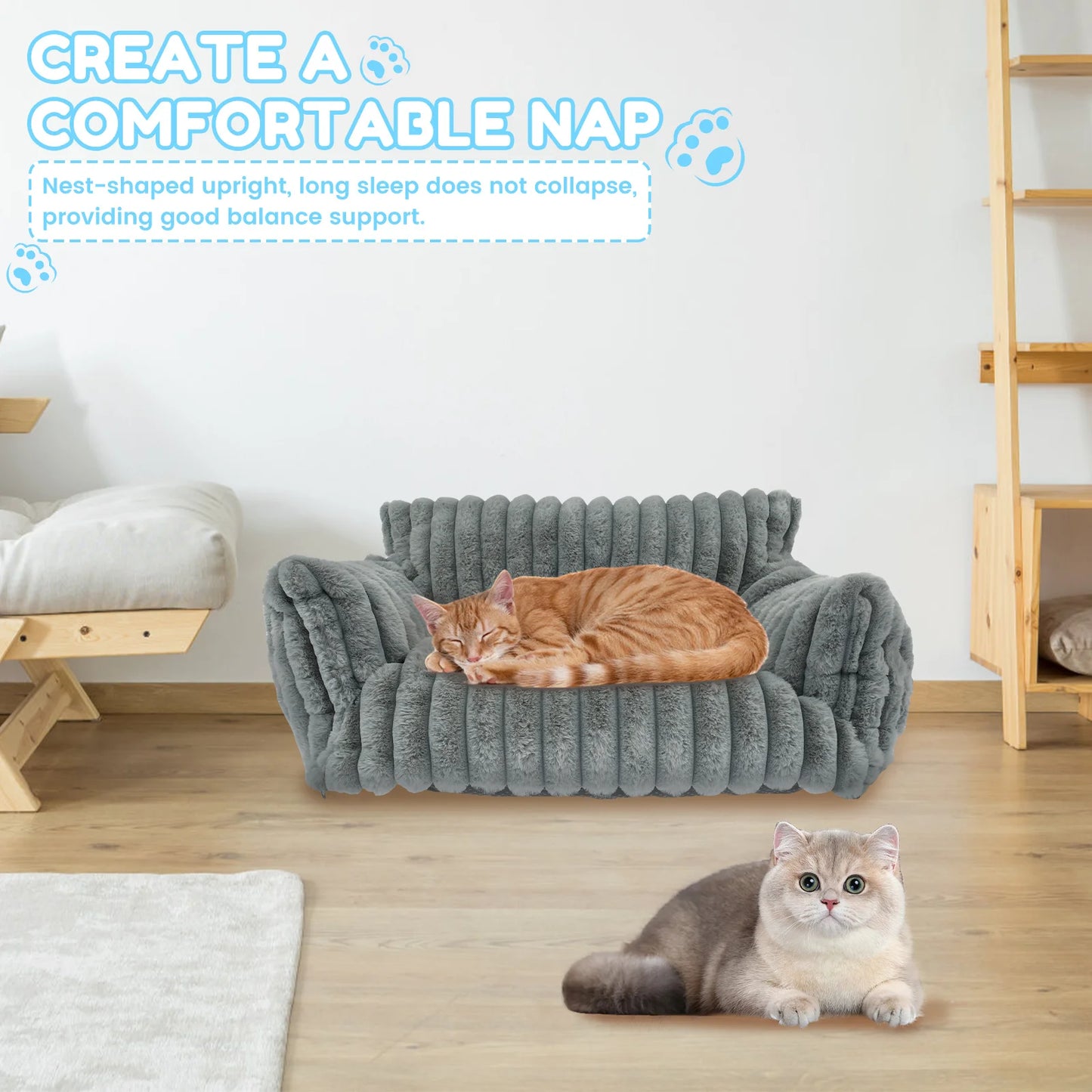 Cat Bed Sofa Soft Pet Dog Nest Winter Warm Sleep Luxury Furniture Removable Washable for Small Medium Dogs Cats