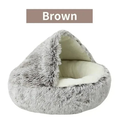 Round Cat Cushion Semi Enclosed Pet Sleep Bags Long Soft Plush 2 in 1 Warms Cats Beds Simple Comfort Warm Puppy Sleeping Nest