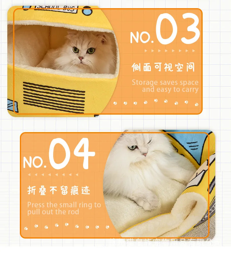 Peanuts Cat Nest Kennel Cartoon Pet Waterloo Charlie Snoopy Bus Pet Sleeping Pad Cat Nest Cute Small Dog Kennel Gift Foldable