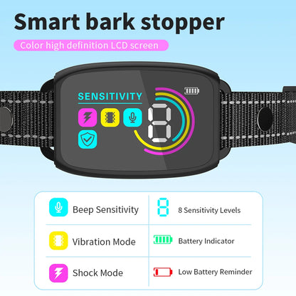 Smart Automatic Anti Barking Dog Collar Type-C Rechargeable Shock Vibration Stop Bark Collar Dog Training Collar All Size Dogs