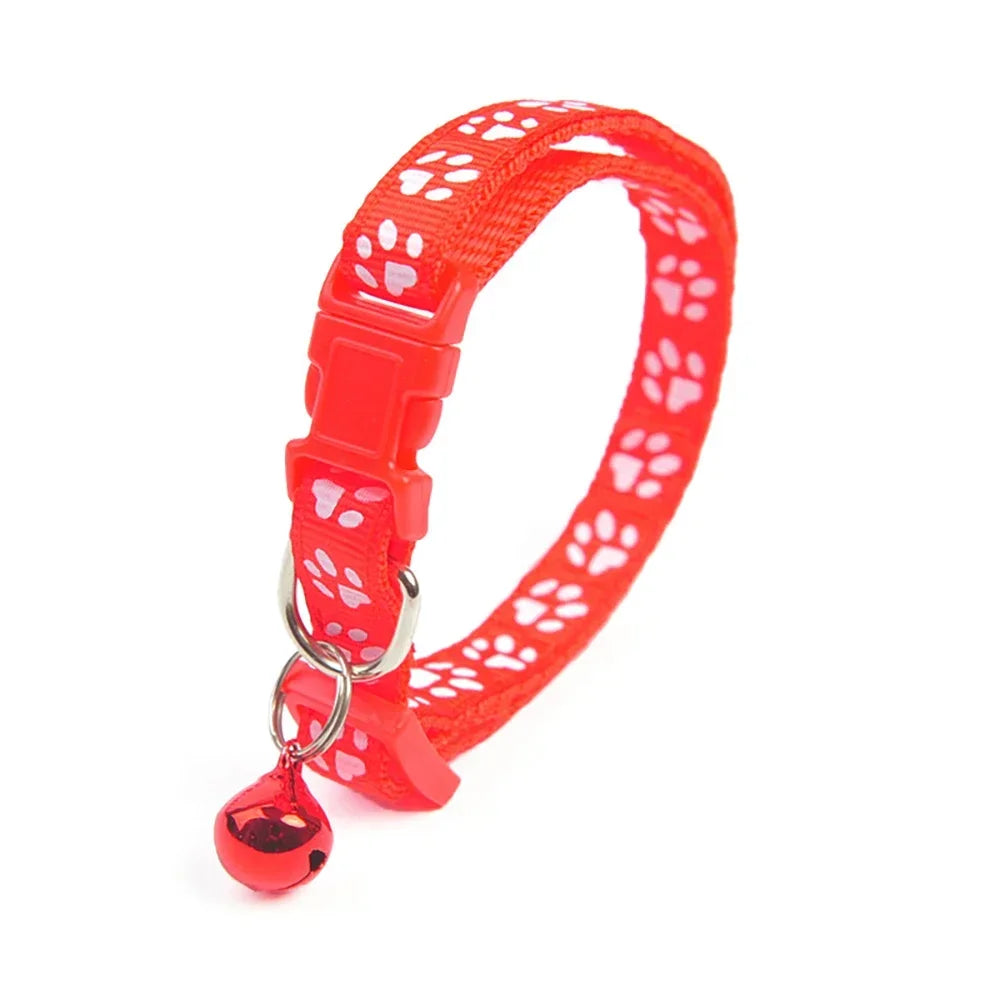 Footprint Pet Collar Dog Collar With Bell Pet Necklace Reflective Adjustable Collar For Puppy Kitten Chihuahua Dog Accessories