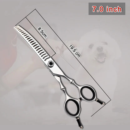 High quality professional pet grooming scissors, curved fishbone scissors, 440C alloy steel, dog grooming and hair trimming tool