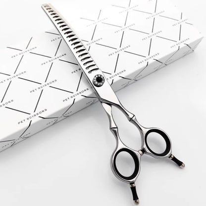 High quality professional pet grooming scissors, curved fishbone scissors, 440C alloy steel, dog grooming and hair trimming tool