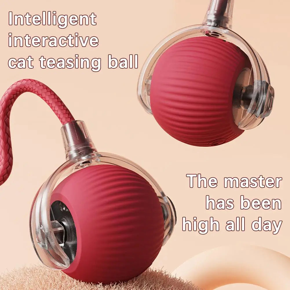 Cat Interactive Ball Toys Automatic Rolling Ball Faux Tail Rechargeable Smart Pet Electric Toy Dog Cat Training Imitate Mouse